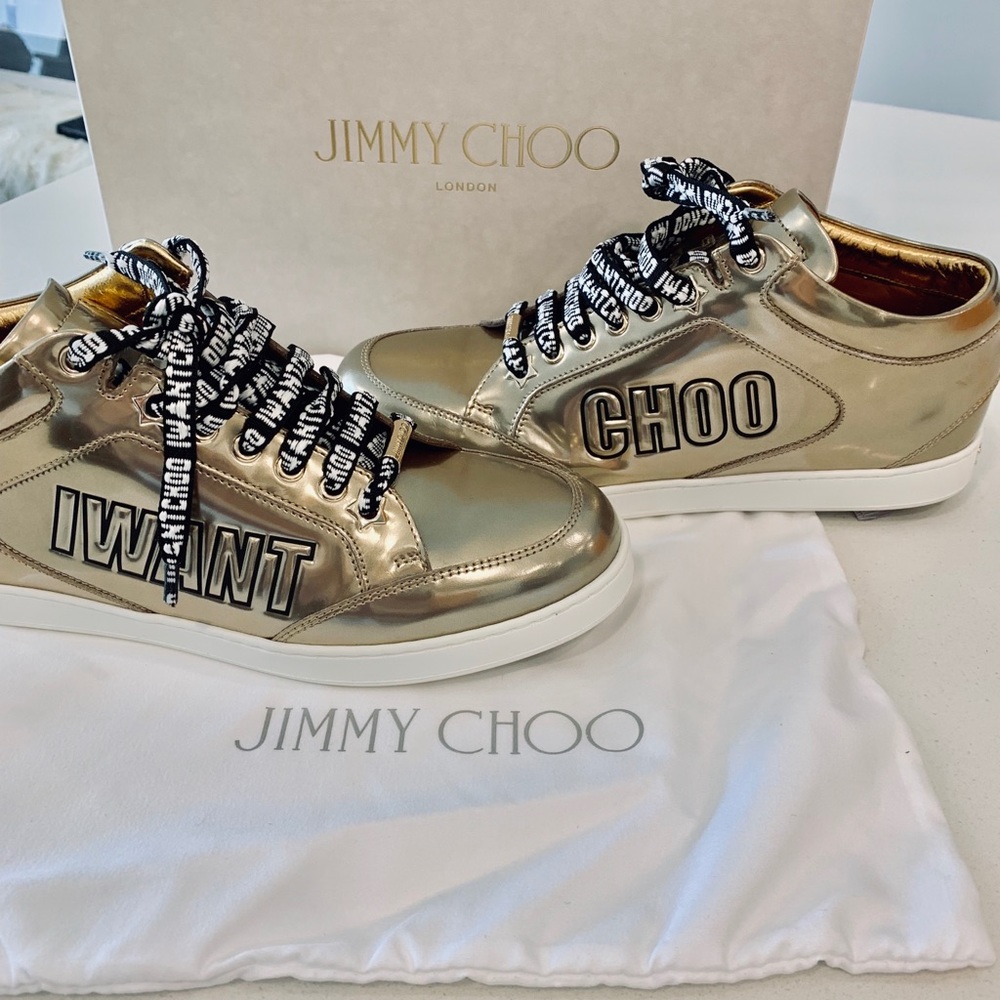 Jimmy Choo gold sneakers